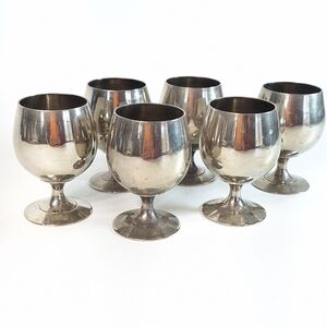 Vintage H of S Silver Electroplated Brass Brandy Snifter, 6 pcs